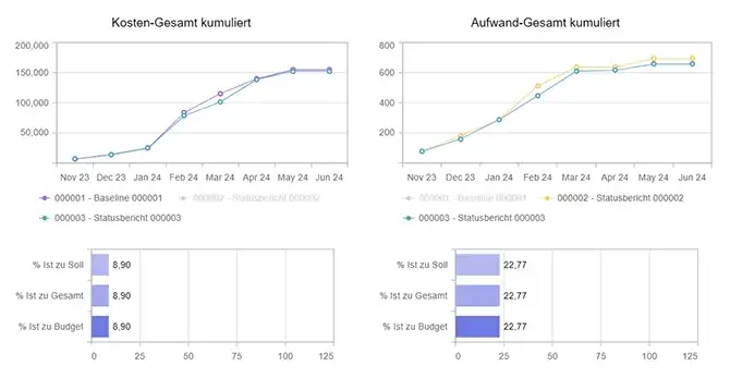 Diagramme in Statusberichten der Projekte