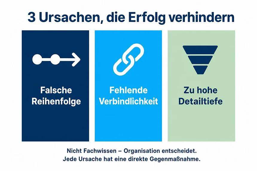 Drei Ursachen, die den Projekterfolg verhindern