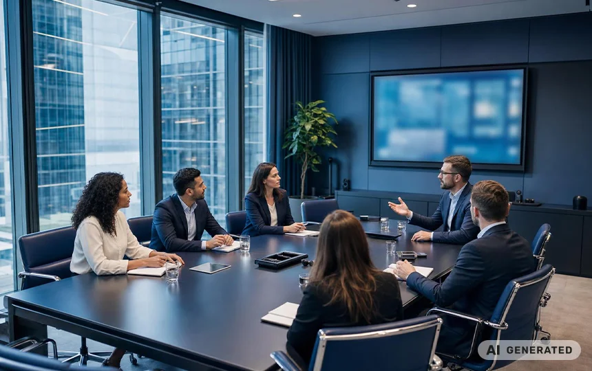 Führungskräfte besprechen OKR in einem Meeting